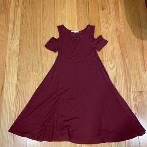 Cute casual T-shirt style dress with cutout shoulders